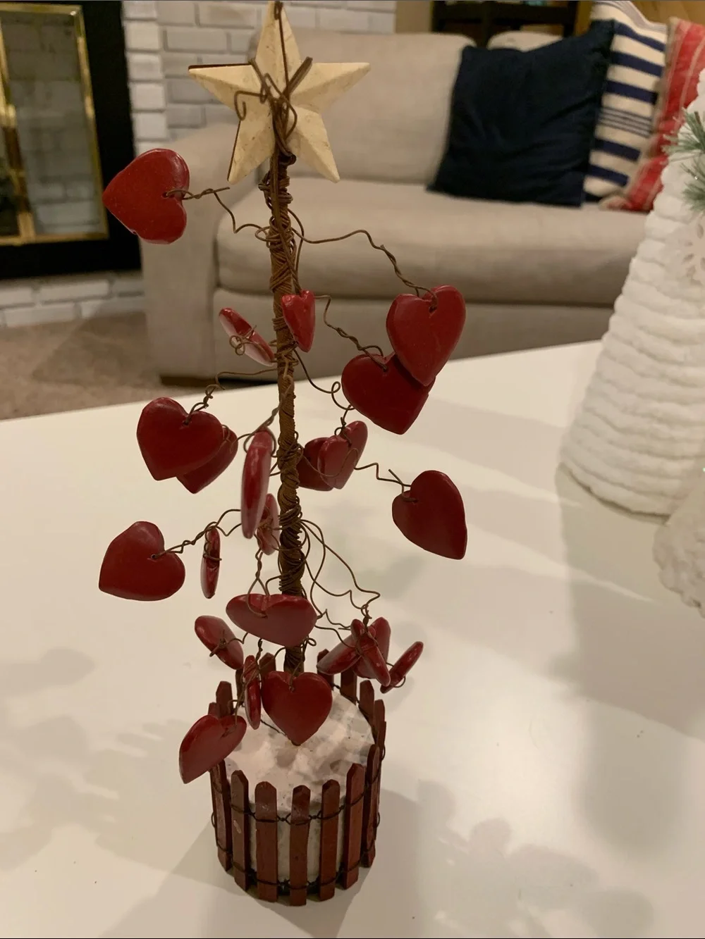 Red Heart Tree Tabletop Decor